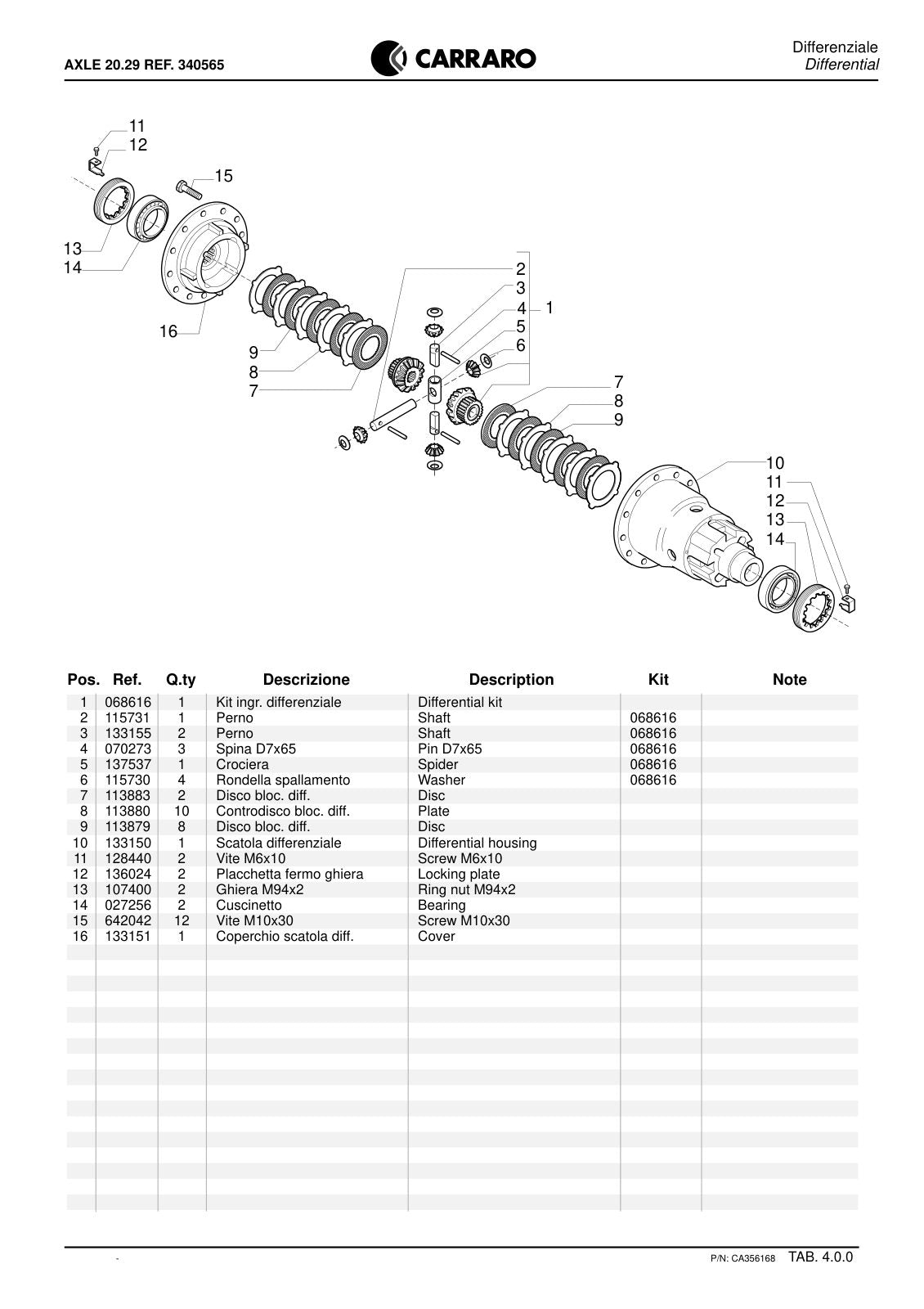 Carraro 20.29 Axle Parts Catalog (Ref. 340565) – sample page 2