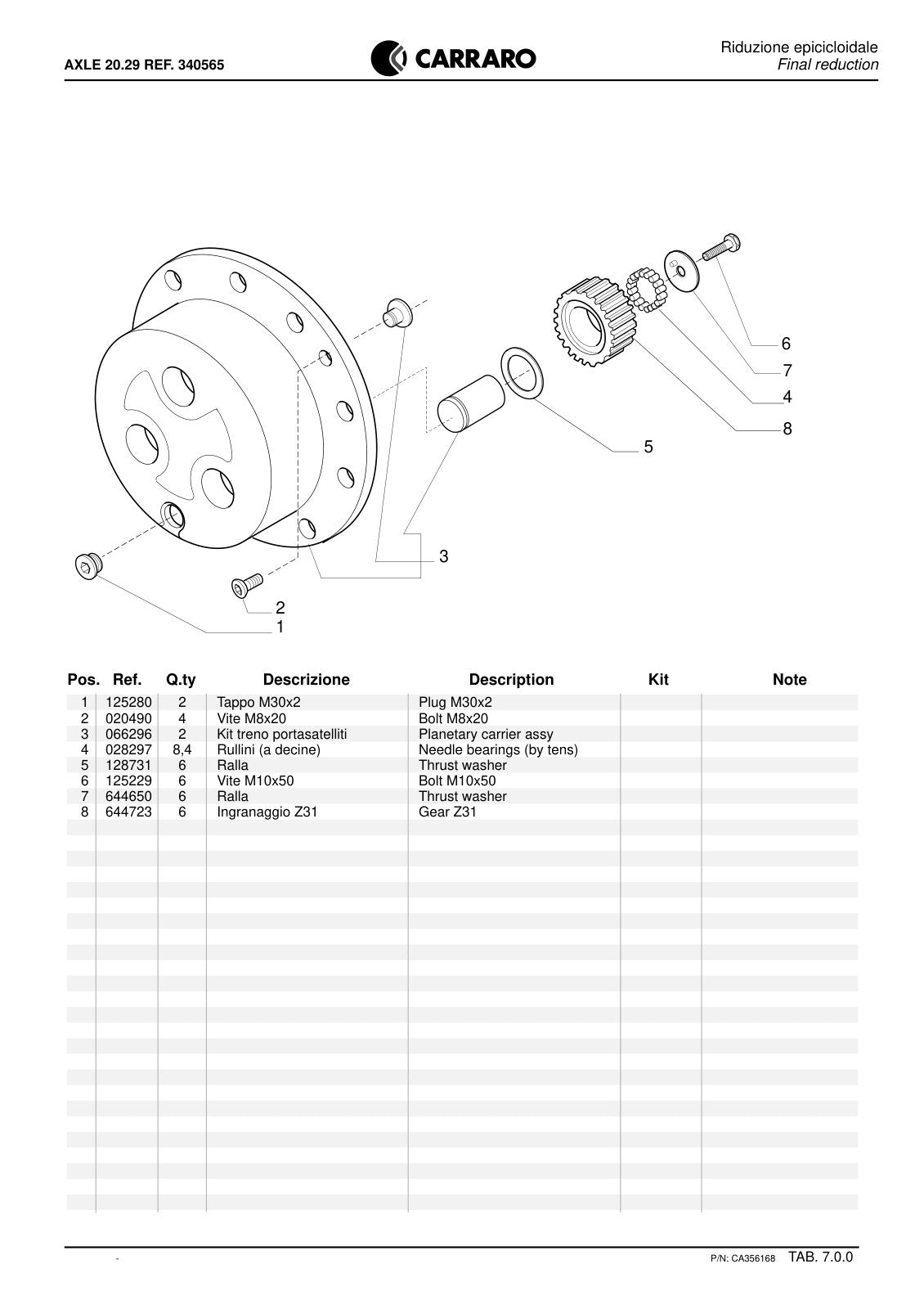 Carraro 20.29 Axle Parts Catalog (Ref. 340565) – sample page 3