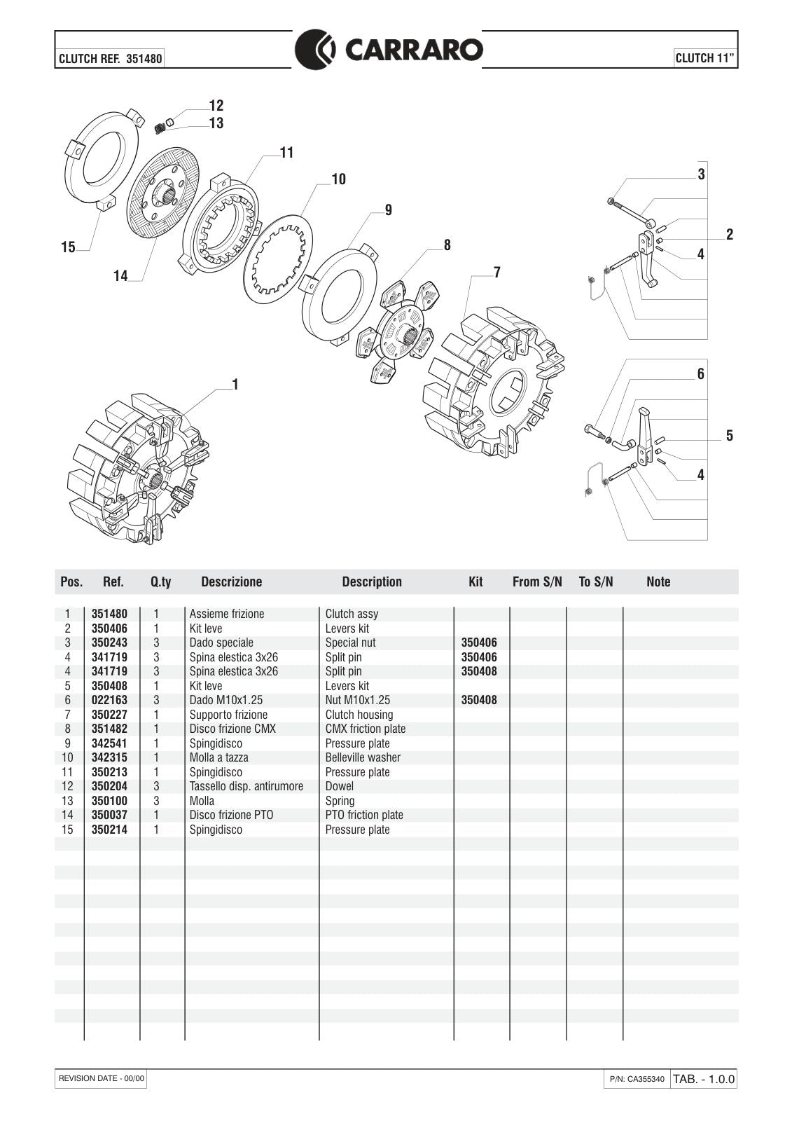 Carraro Clutch Parts Catalog (Ref. 351480) – sample page 1