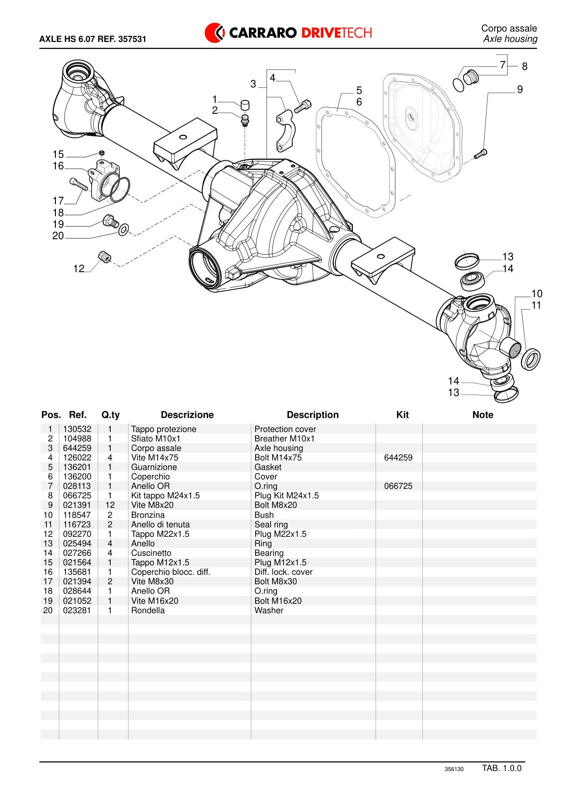 Carraro HS 6.07 Axle Parts Catalog (Ref. 357531) – sample page 1