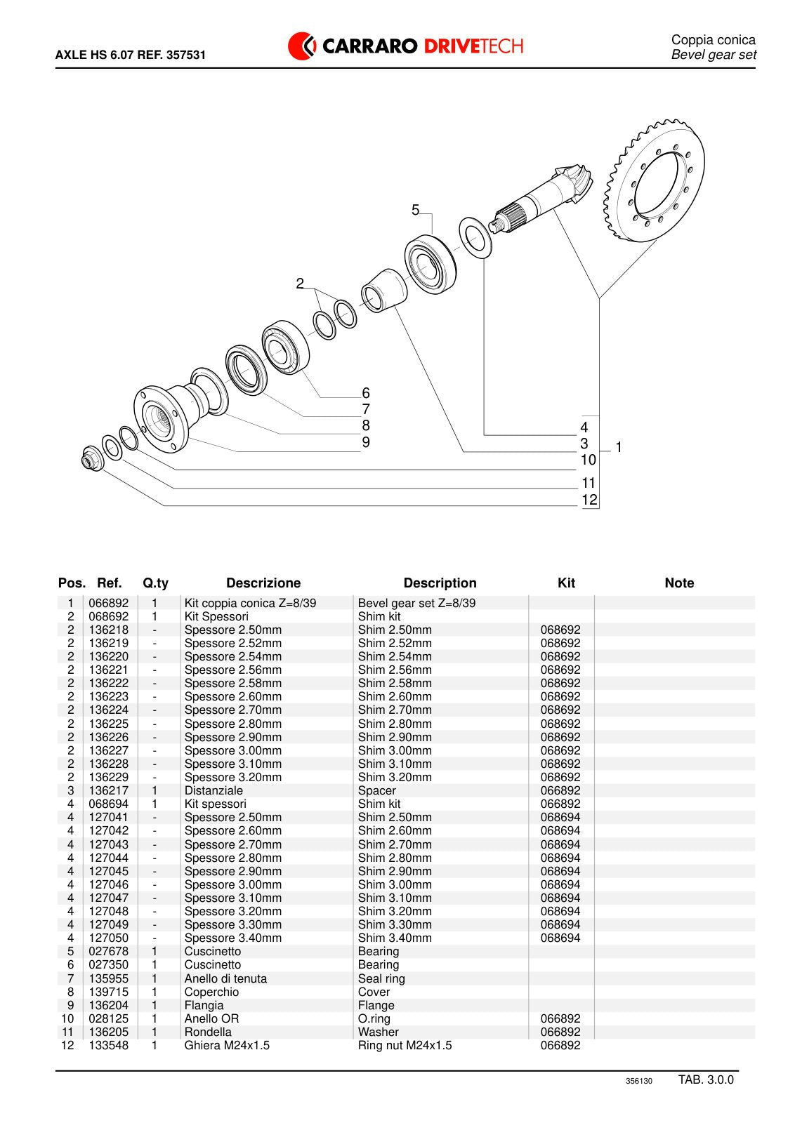 Carraro HS 6.07 Axle Parts Catalog (Ref. 357531) – sample page 2