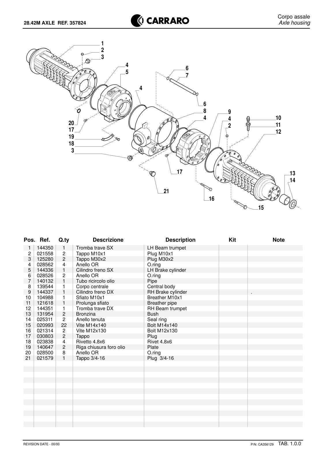 Carraro 28.42M Axle Parts Catalog (Ref. 357824) – sample page 1