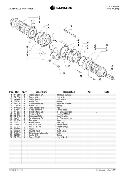Carraro 28.42M Axle Parts Catalog (Ref. 357824) – sample page 1