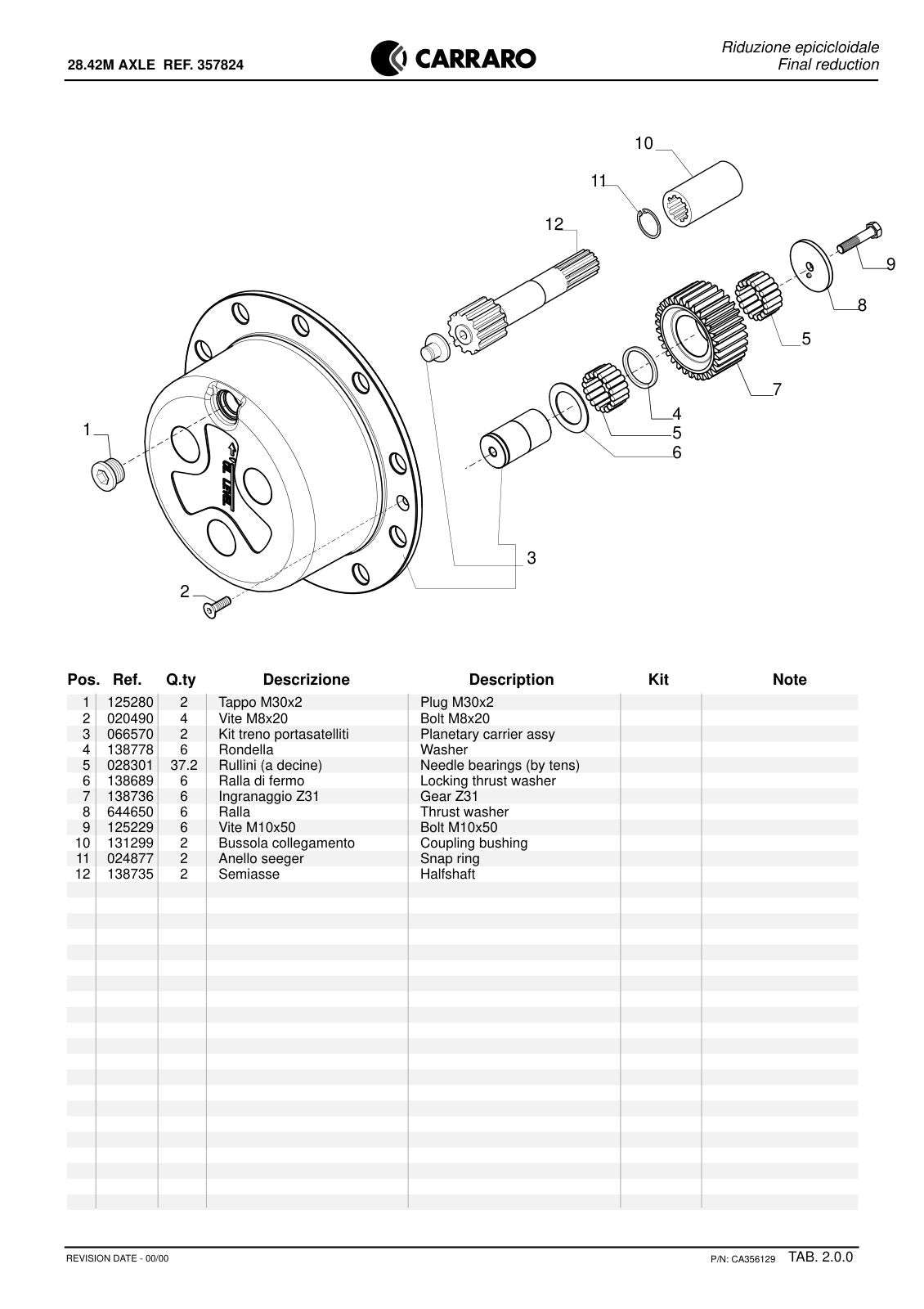 Carraro 28.42M Axle Parts Catalog (Ref. 357824) – sample page 3