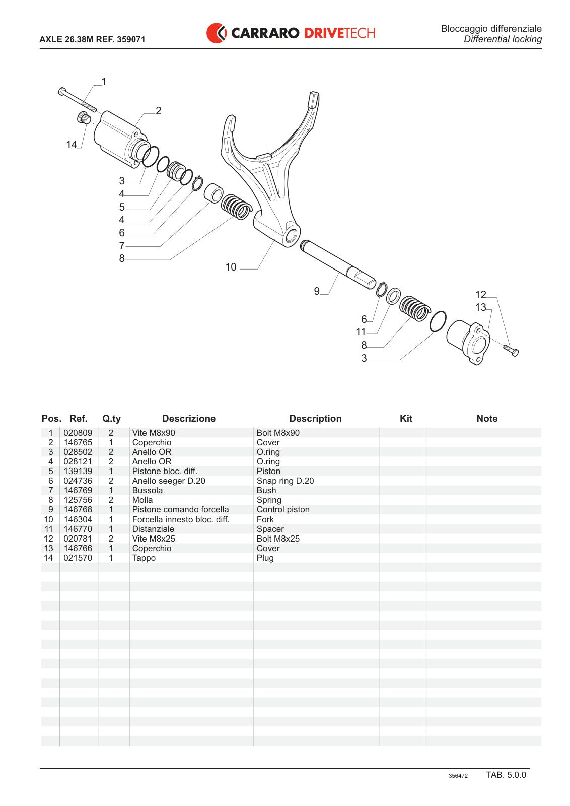 Carraro 26.38M Axle Parts Catalog (Ref. 359071) – sample page 2