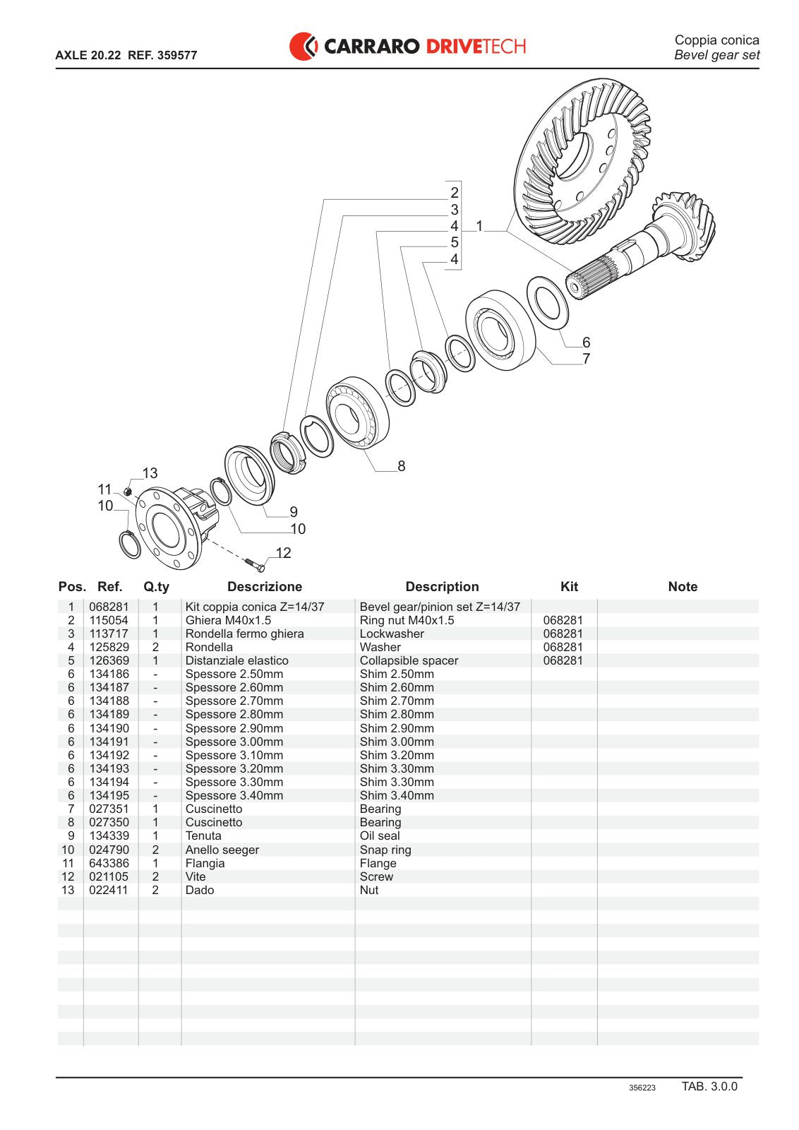 Carraro 20.22 Axle Parts Catalog (Ref. 359577) – sample page 2