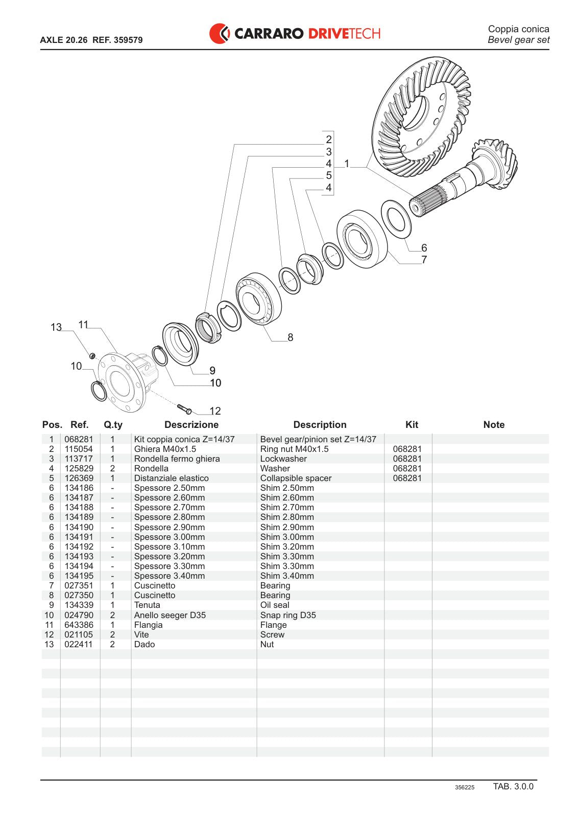 Carraro 20.26 Axle Parts Catalog (Ref. 359579) – sample page 2