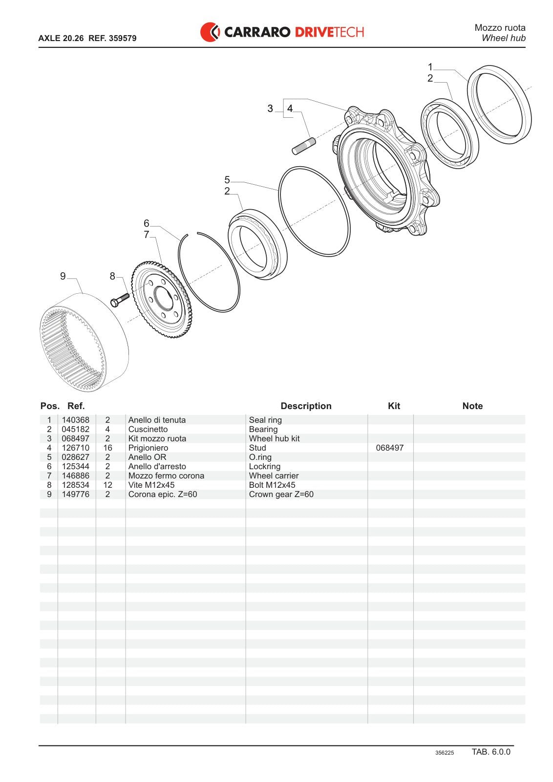 Carraro 20.26 Axle Parts Catalog (Ref. 359579) – sample page 3