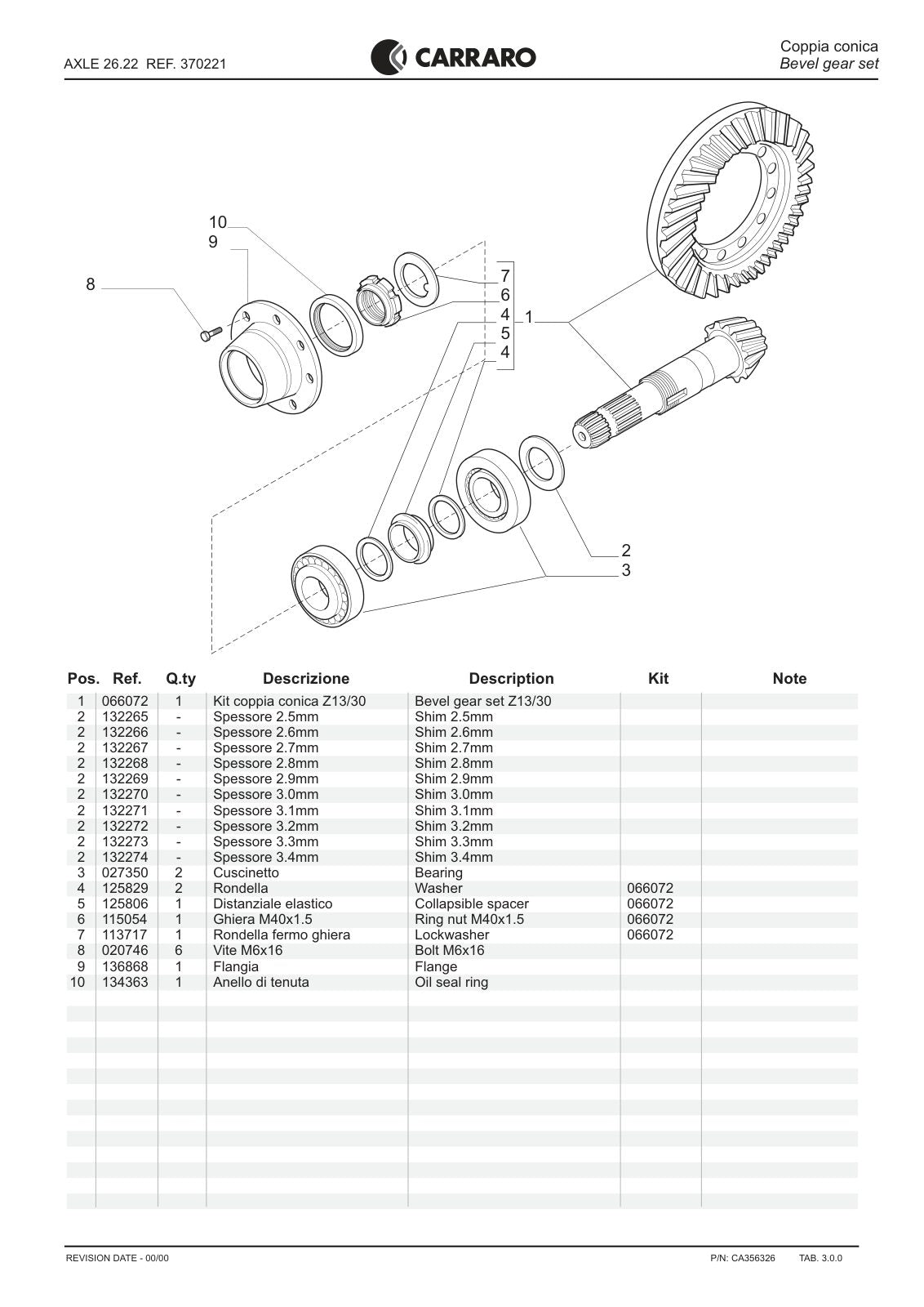 Carraro 26.22 Axle Parts Catalog (Ref. 370221) – sample page 2