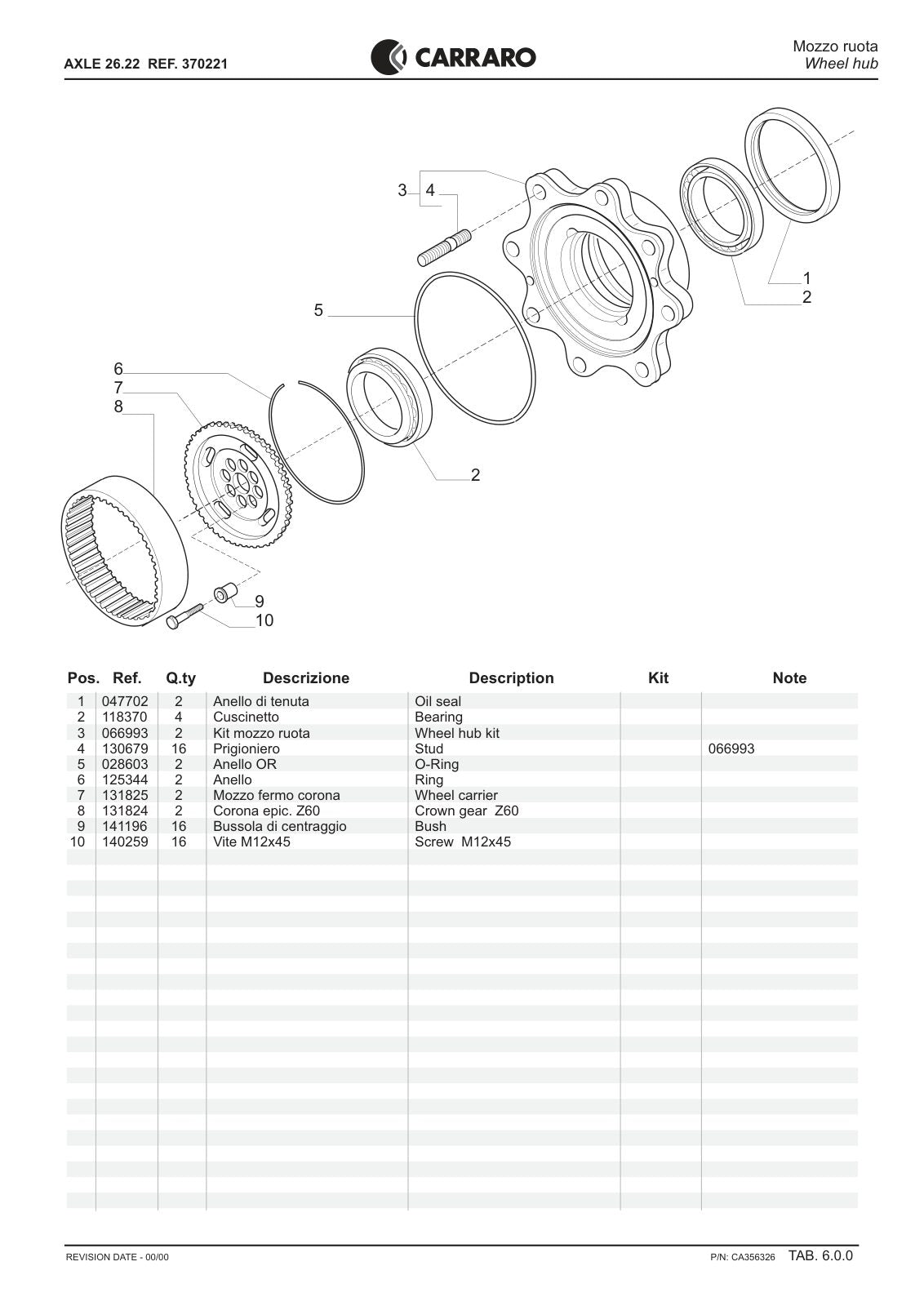 Carraro 26.22 Axle Parts Catalog (Ref. 370221) – sample page 3