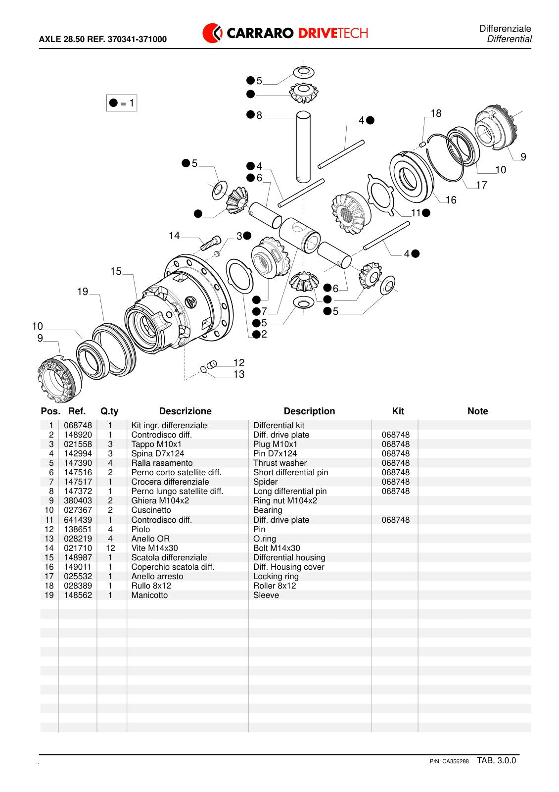 Carraro 28.50FR Axle Parts Catalog (Ref. 370341, 371000) – sample page 2