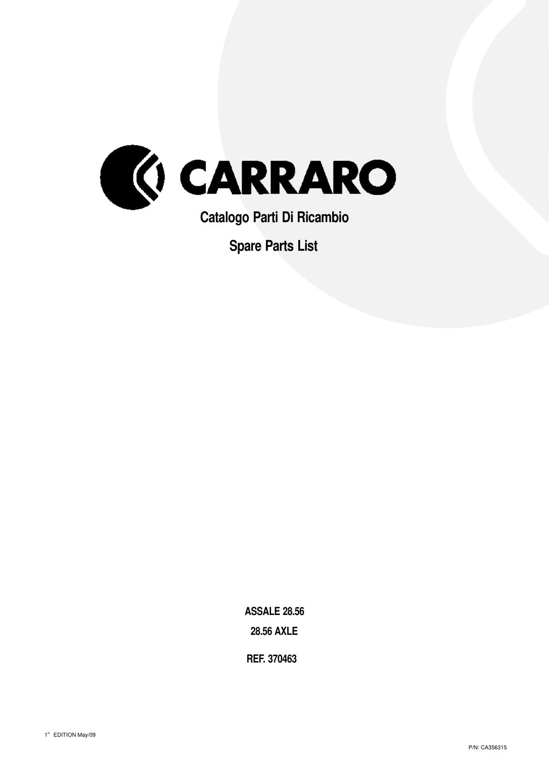 Carraro 28.56 Axle Parts Catalog (Ref. 370463) – cover