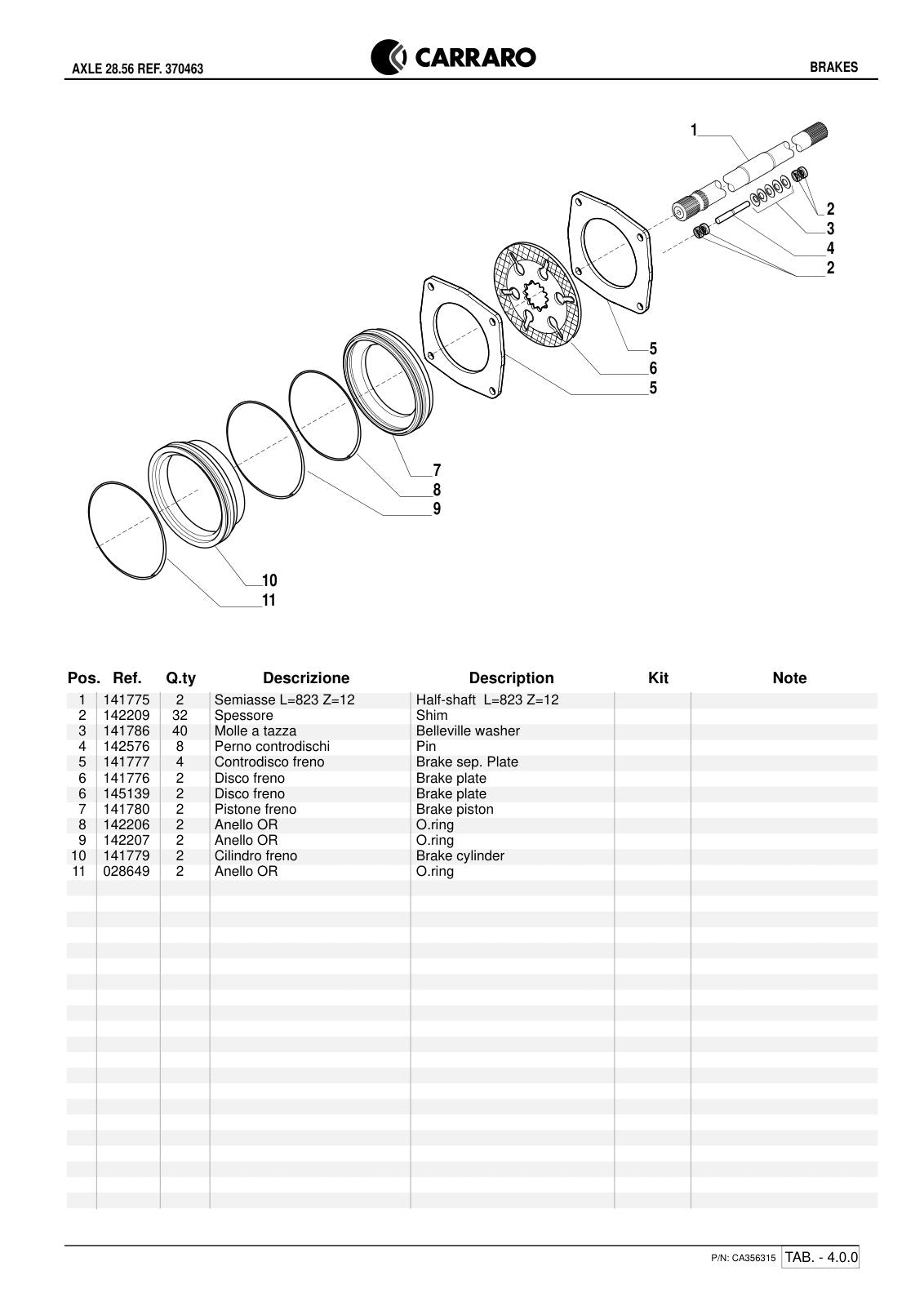 Carraro 28.56 Axle Parts Catalog (Ref. 370463) – sample page 3