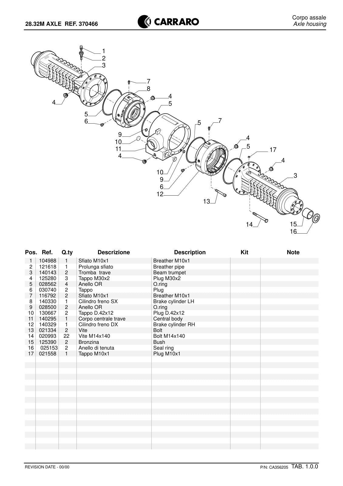Carraro 28.32M Axle Parts Catalog (Ref. 370466) – sample page 1