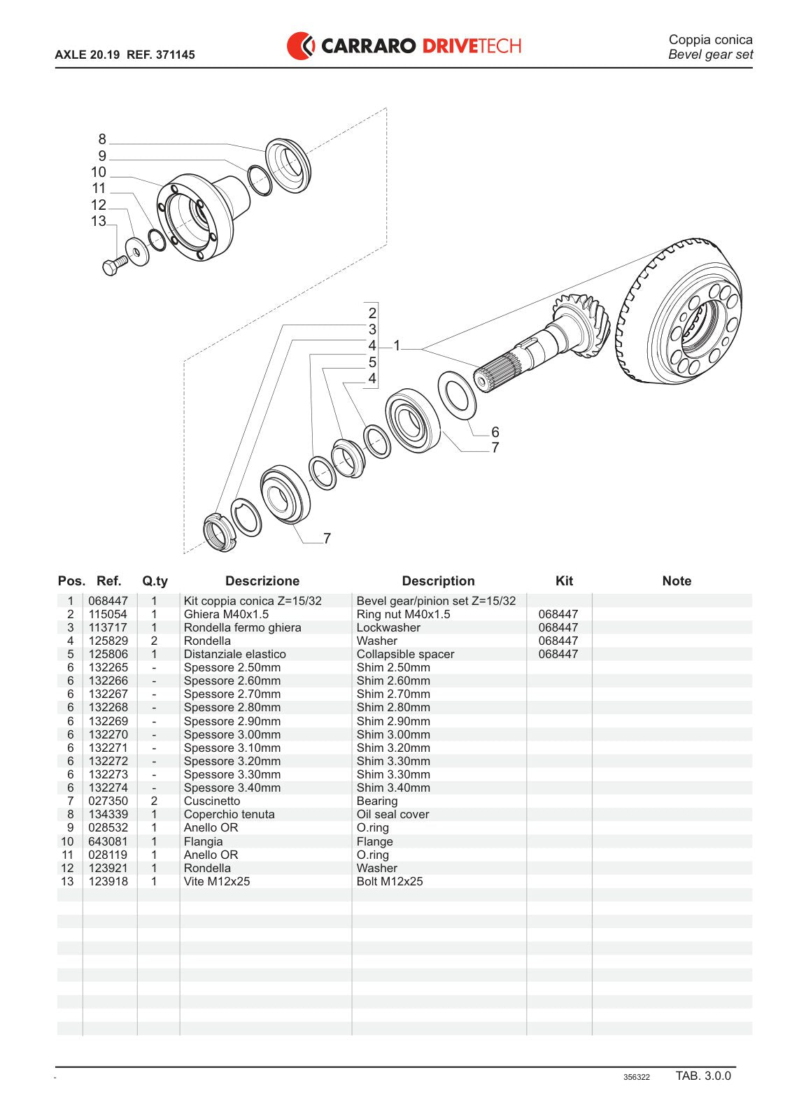 Carraro 20.19 Axle Parts Catalog (Ref. 371145) – sample page 2