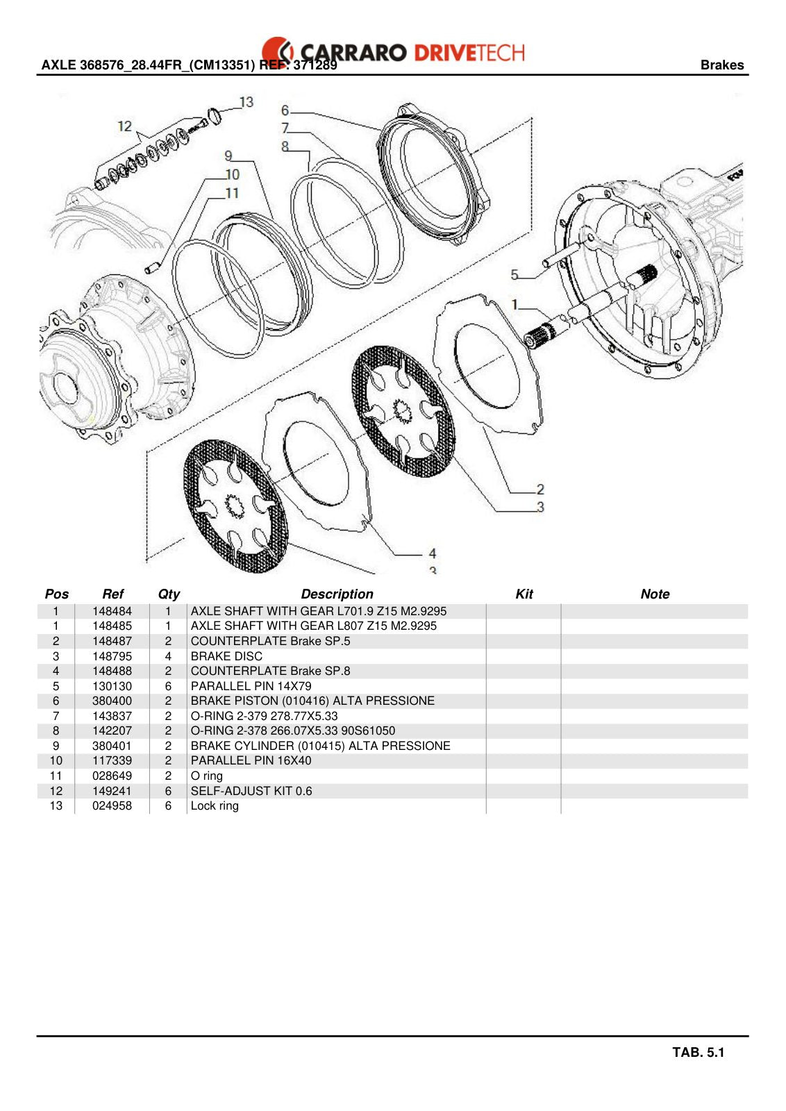 Carraro Axle Parts Catalog (Ref. 371289) – sample page 3