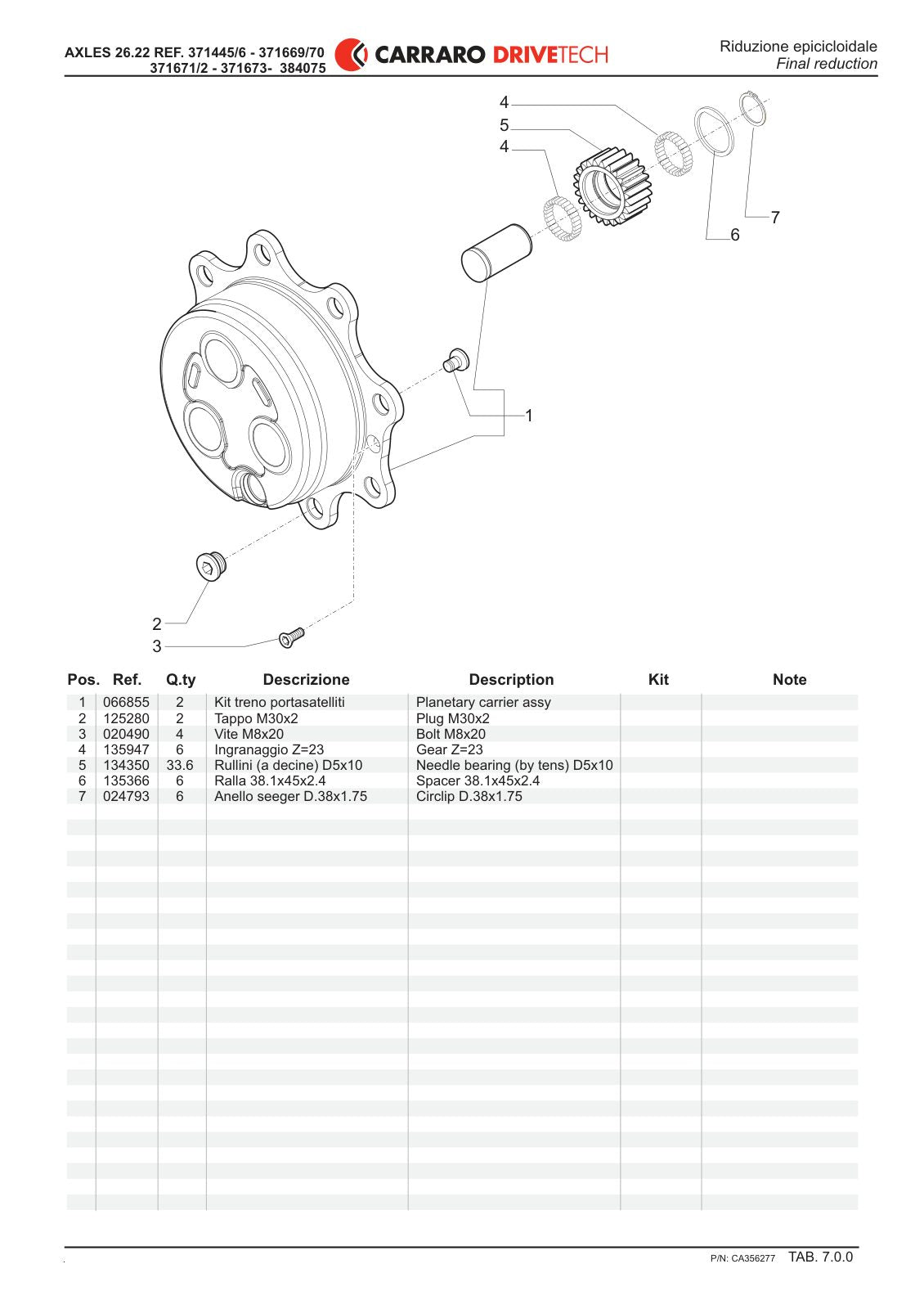 Carraro 26.22 Axle Parts Catalog (Ref. 371445, 371669) – sample page 3