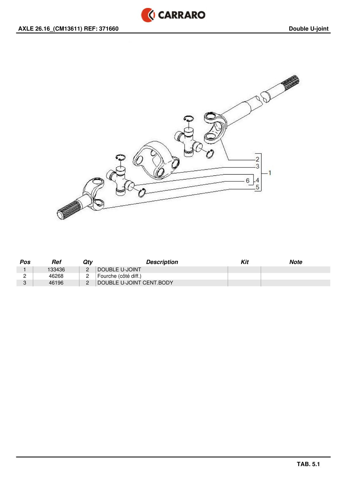 Carraro 26.16 Axle Parts Catalog (Ref. 371660) – sample page 3