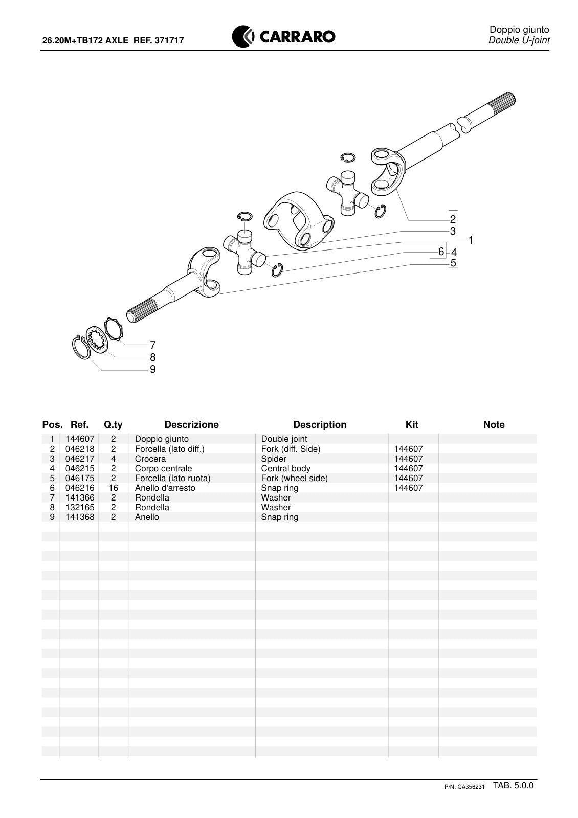 Carraro 26.20M + TB172 Axle with Transfer Box Parts Catalog (Ref. 371717) – sample page 2
