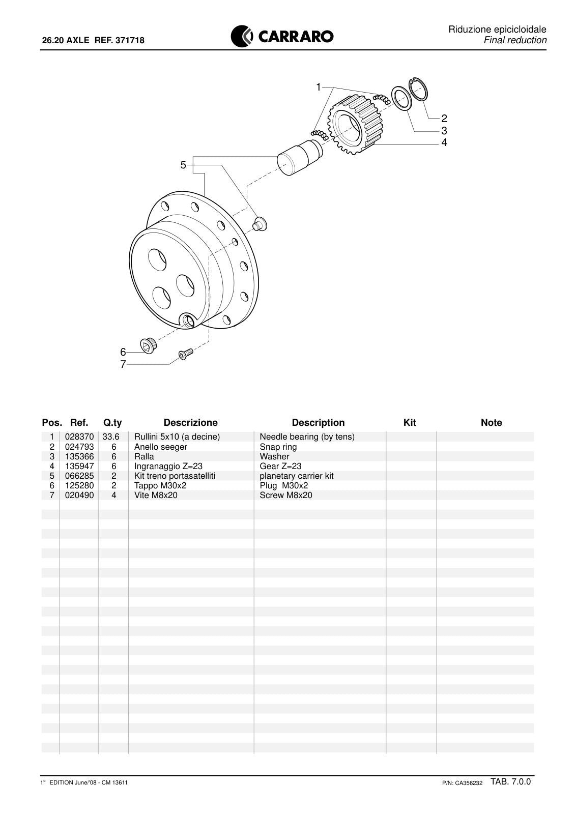 Carraro 26.20 Axle Parts Catalog (Ref. 371718) – sample page 3