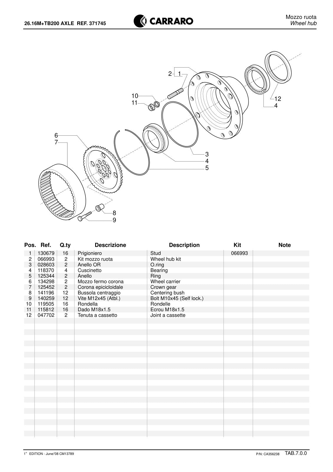 Carraro 26.16M + TB200 Axle with Transfer Box Parts Catalog (Ref. 371745) – sample page 2