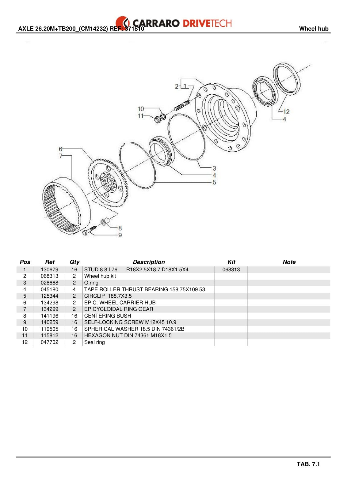 Carraro 26.20M + TB200 Axle with Transfer Box Parts Catalog (Ref. 371810) – sample page 2