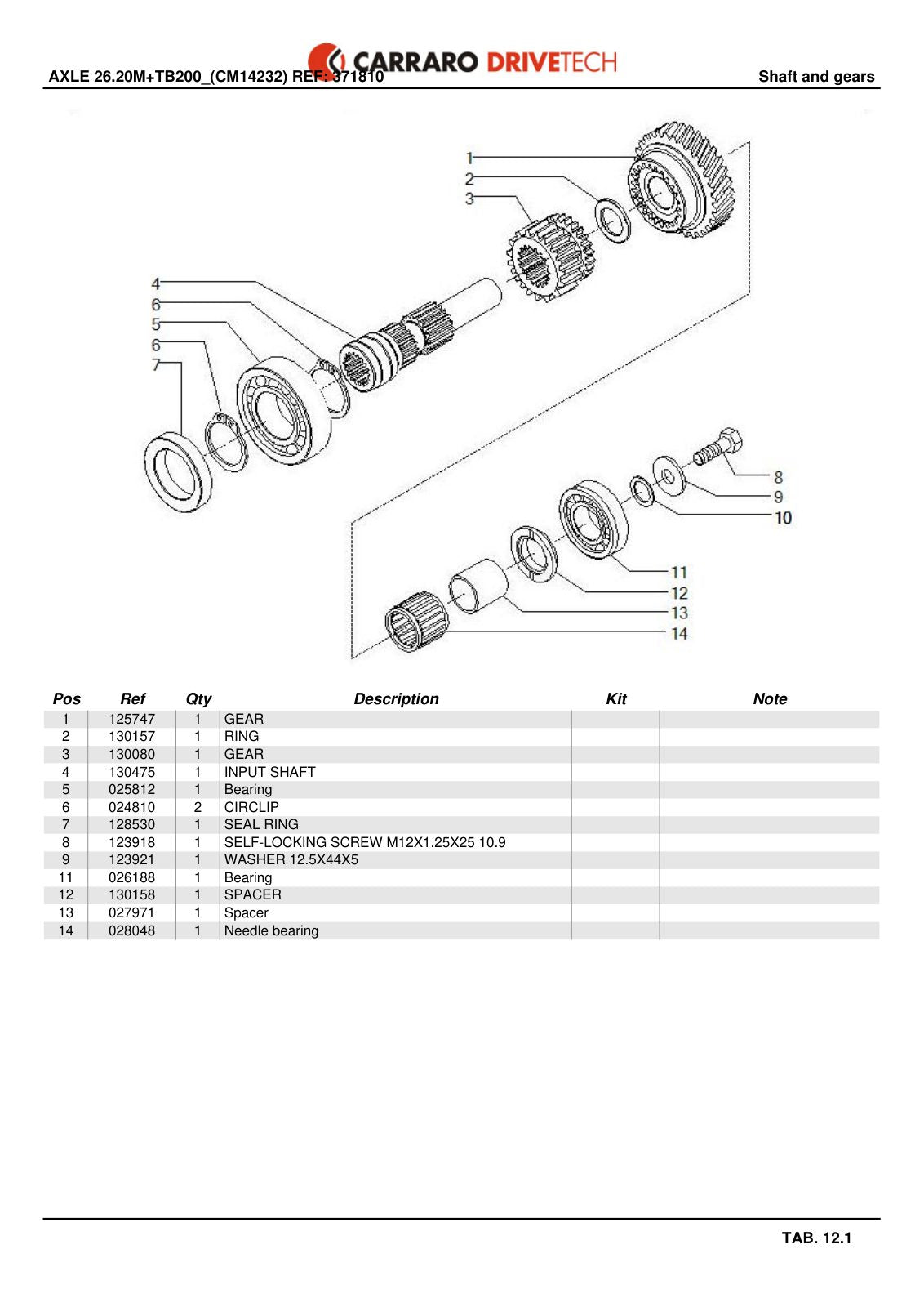 Carraro 26.20M + TB200 Axle with Transfer Box Parts Catalog (Ref. 371810) – sample page 3