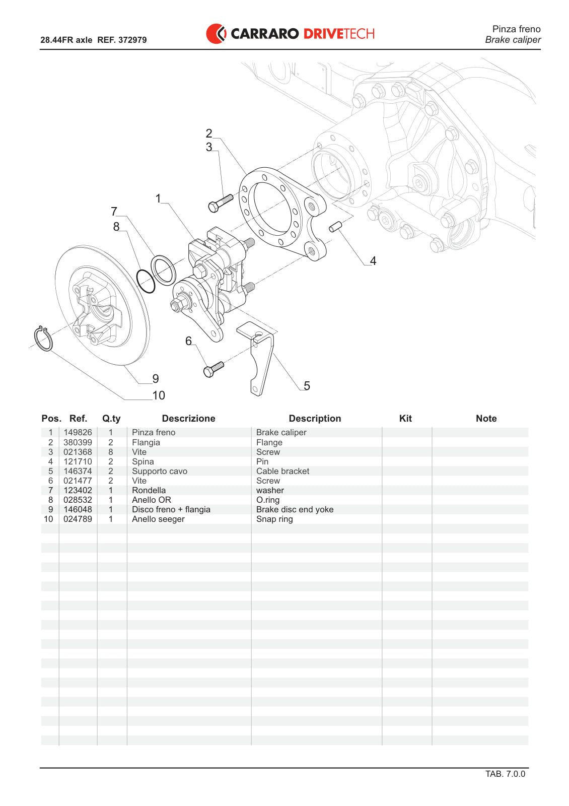 Carraro 28.44FR Axle Parts Catalog (Ref. 372979) – sample page 3