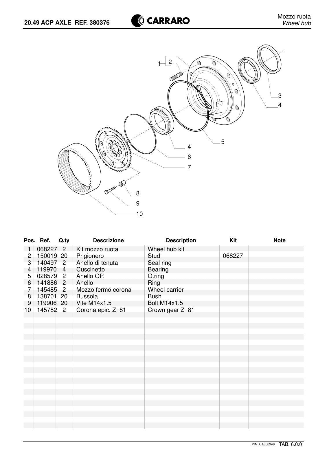 Carraro 20.49 Axle Parts Catalog (Ref. 380376) – sample page 3