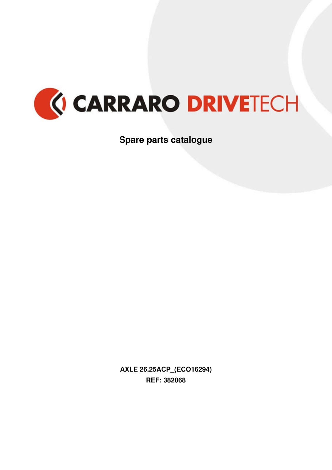 Carraro 26.25ACP Axle Parts Catalog (Ref. 382068) – cover