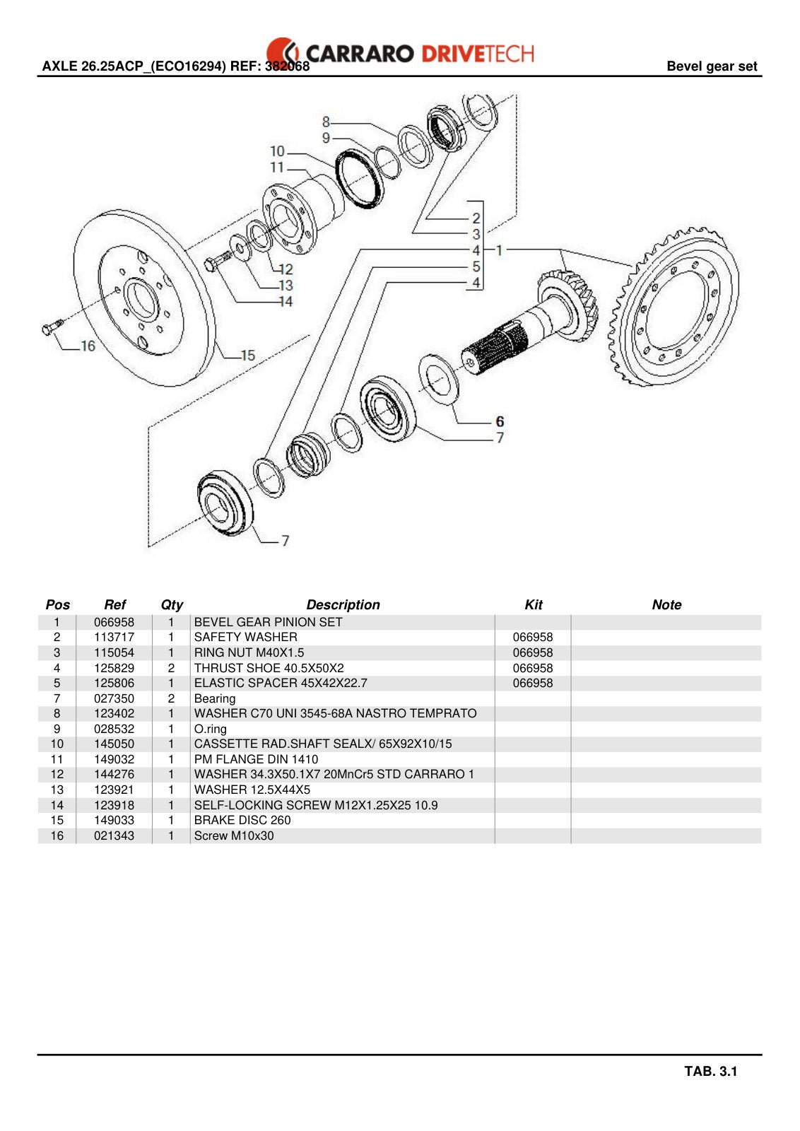 Carraro 26.25ACP Axle Parts Catalog (Ref. 382068) – sample page 2