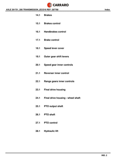 Carraro Axle Parts Catalog (Ref. 387788) – sample page 1