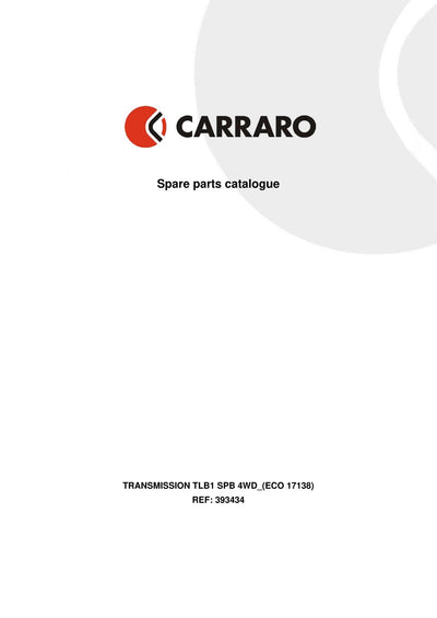 Carraro TLB1 Transmission Parts Catalog (Ref. 393434) – cover