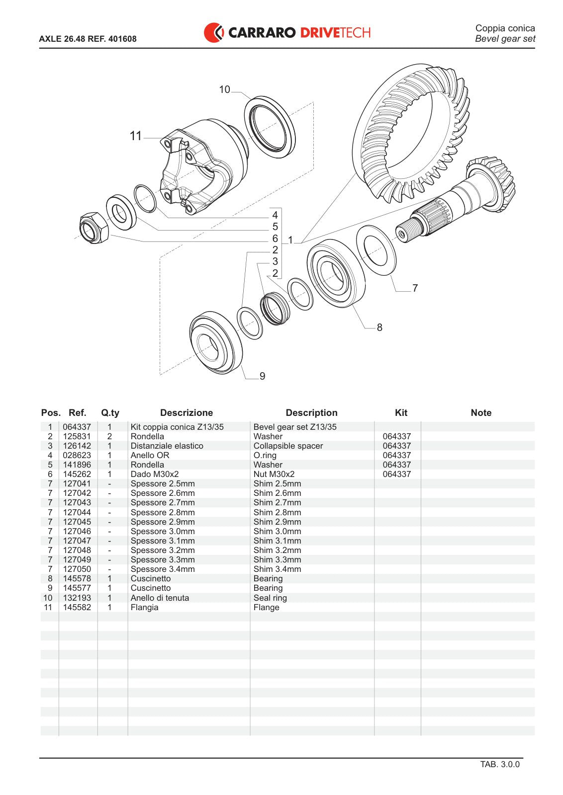 Carraro 26.48 Axle Parts Catalog (Ref. 401608) – sample page 2