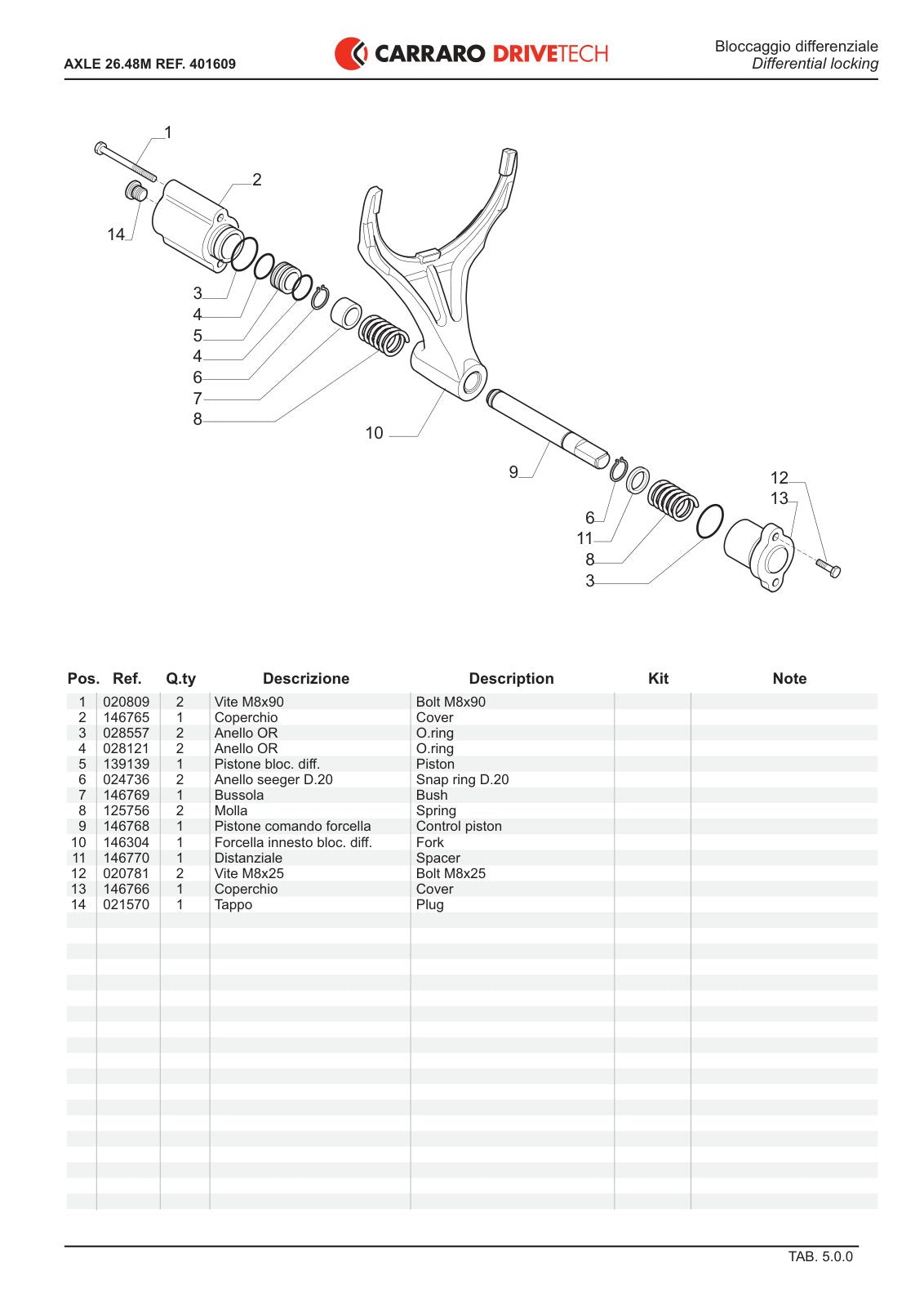 Carraro 26.48M Axle Parts Catalog (Ref. 401609) – sample page 2