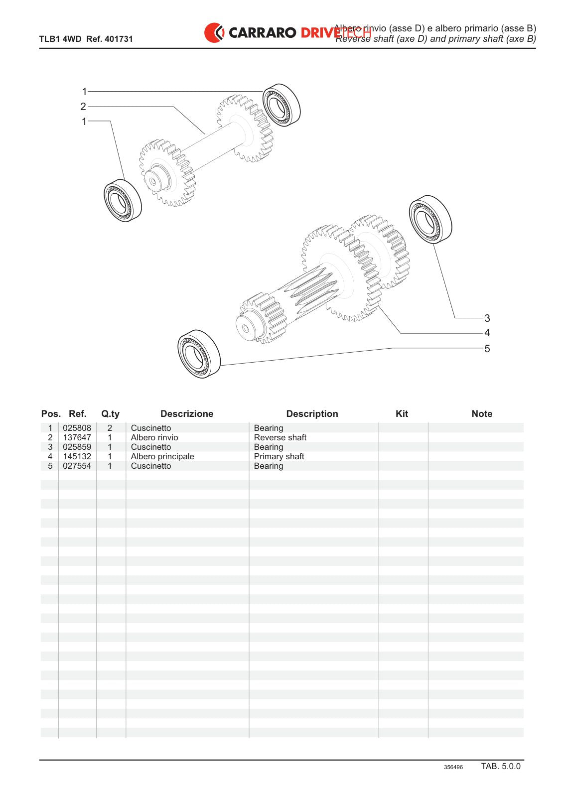 Carraro TLB1 Transmission Parts Catalog (Ref. 401731) – sample page 2