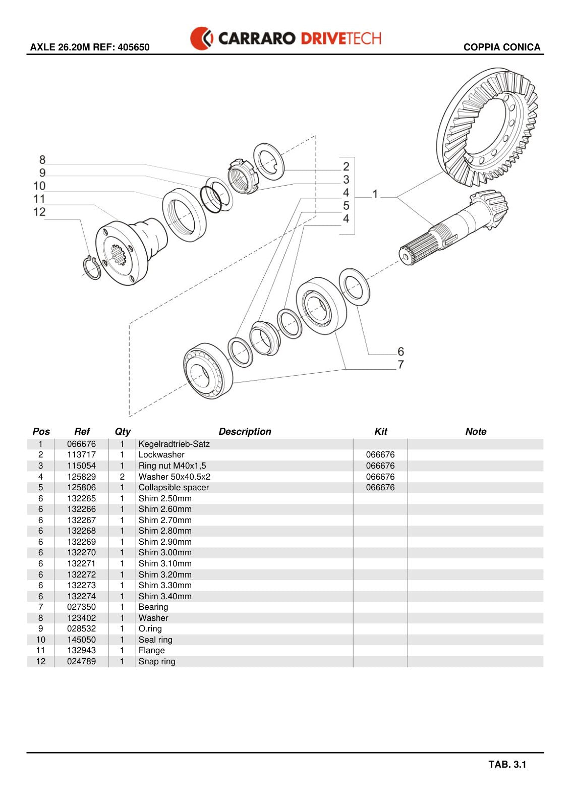 Carraro 26.20M Axle Parts Catalog (Ref. 405650) – sample page 2