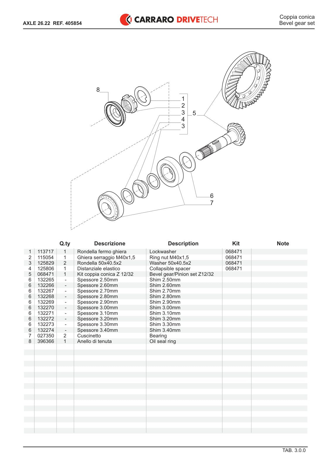 Carraro 26.22 Axle Parts Catalog (Ref. 405854) – sample page 2