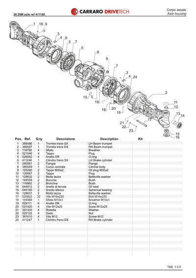 Carraro 26.28M Axle Parts Catalog (Ref. 411160) – sample page 1