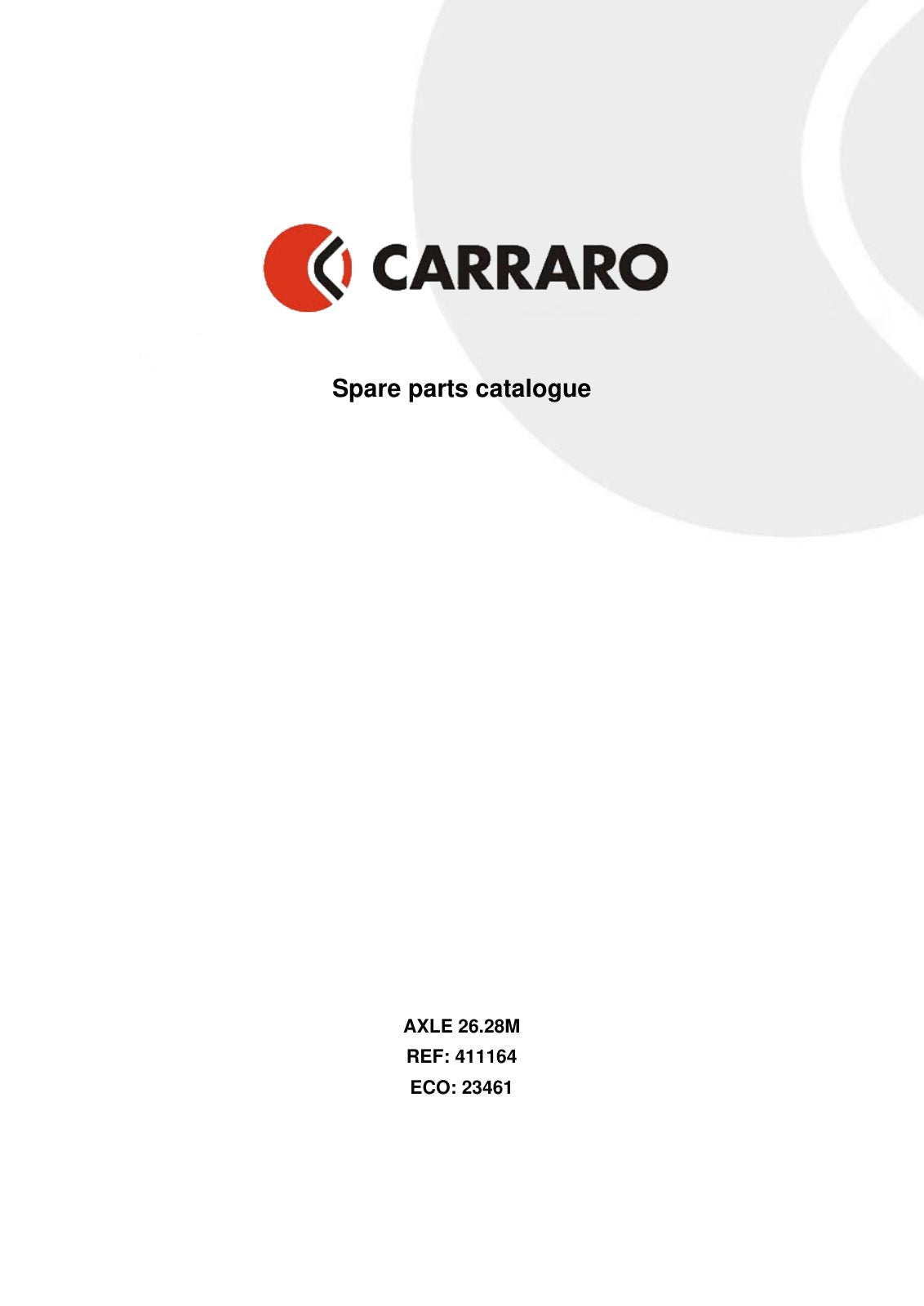 Carraro 26.28M Axle Parts Catalog (Ref. 411164) – cover