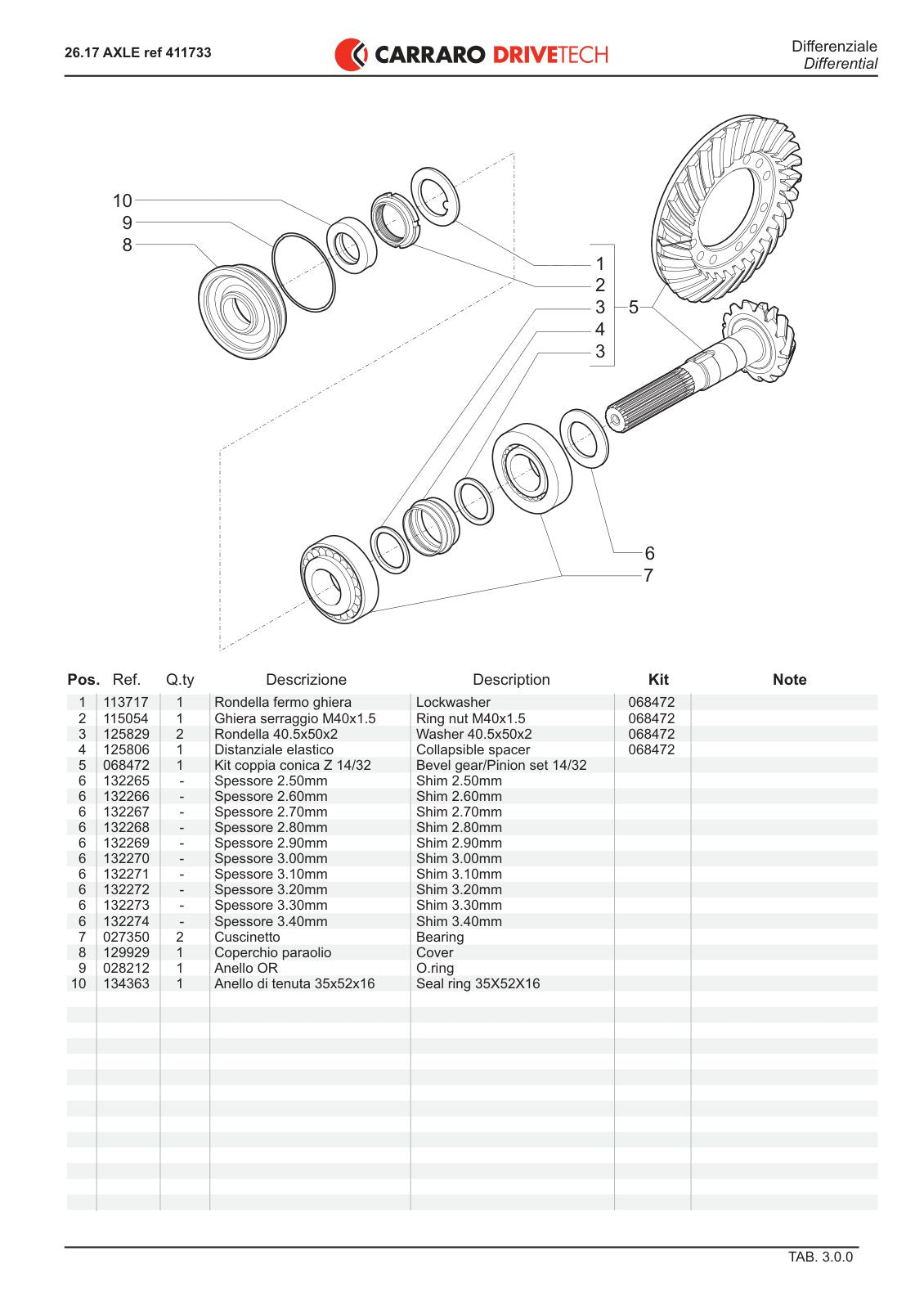 Carraro 26.17 Axle Parts Catalog (Ref. 411733) – sample page 2