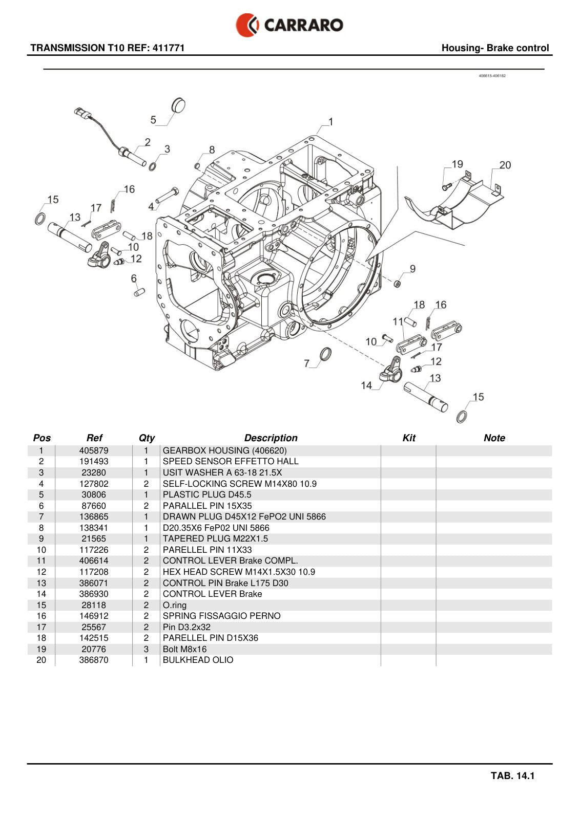Carraro Transmission Parts Catalog (Ref. 411771) – sample page 2
