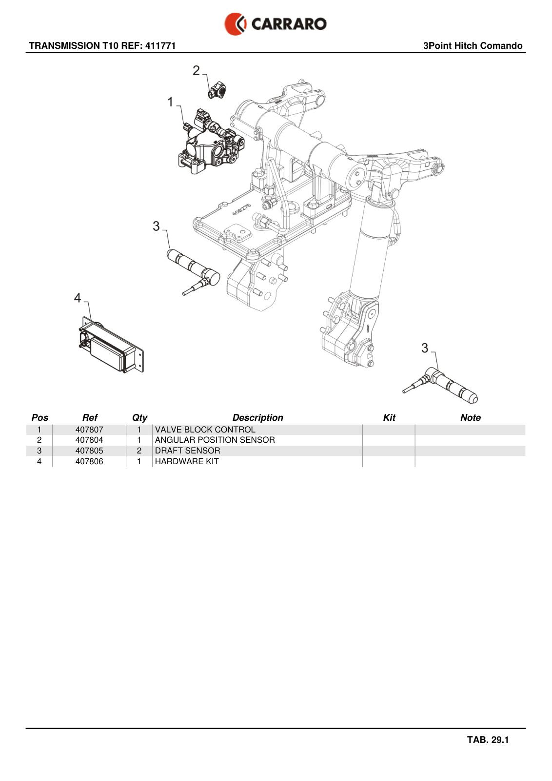 Carraro Transmission Parts Catalog (Ref. 411771) – sample page 3