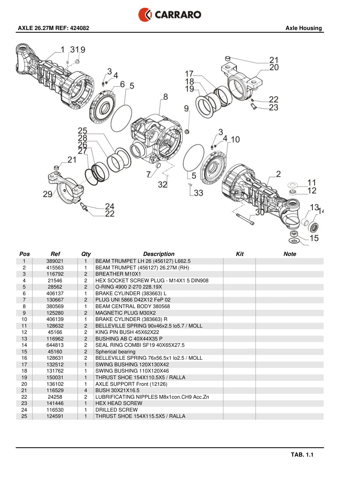 Carraro 26.27M Axle Parts Catalog (Ref. 424082) – sample page 1