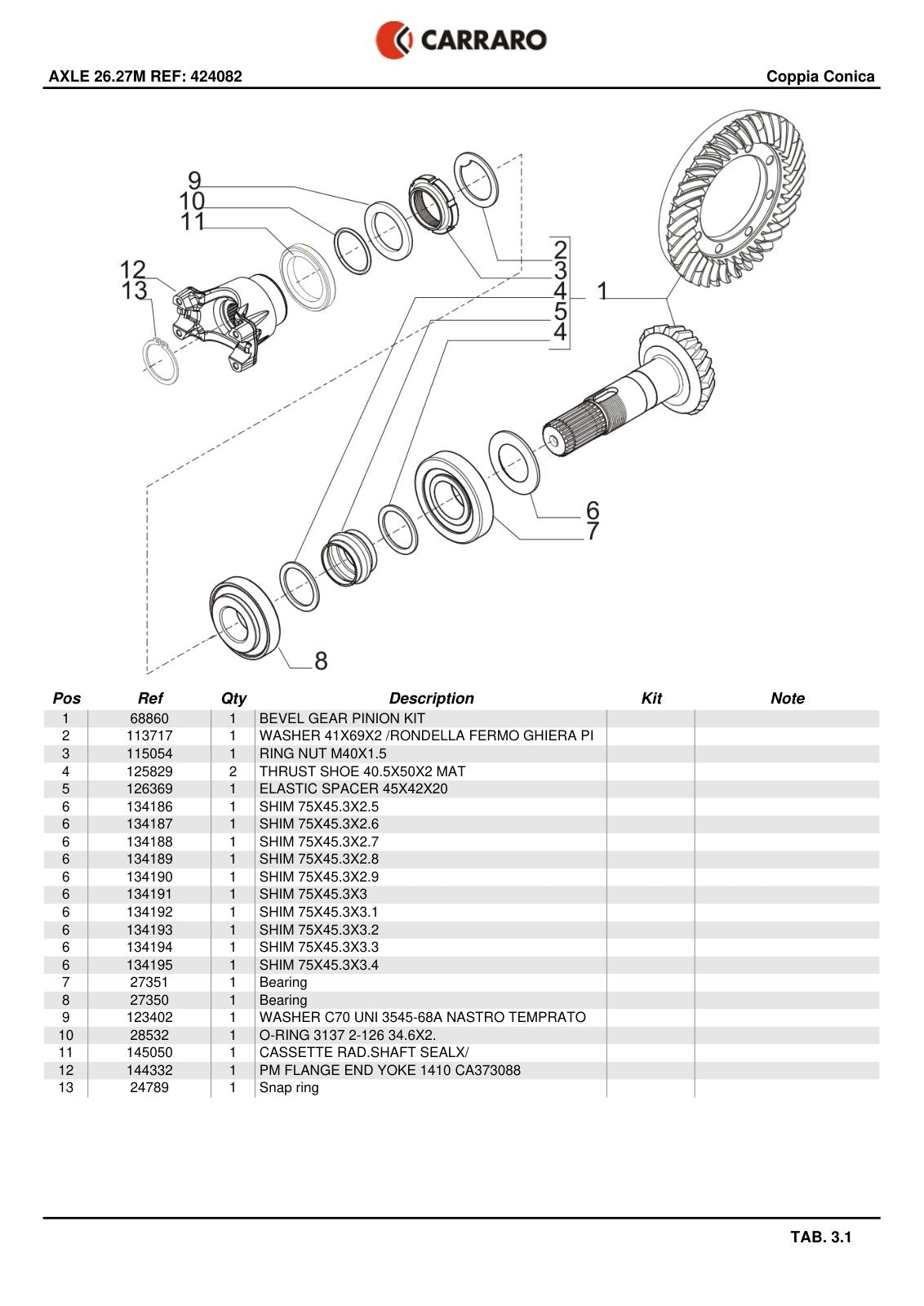 Carraro 26.27M Axle Parts Catalog (Ref. 424082) – sample page 2