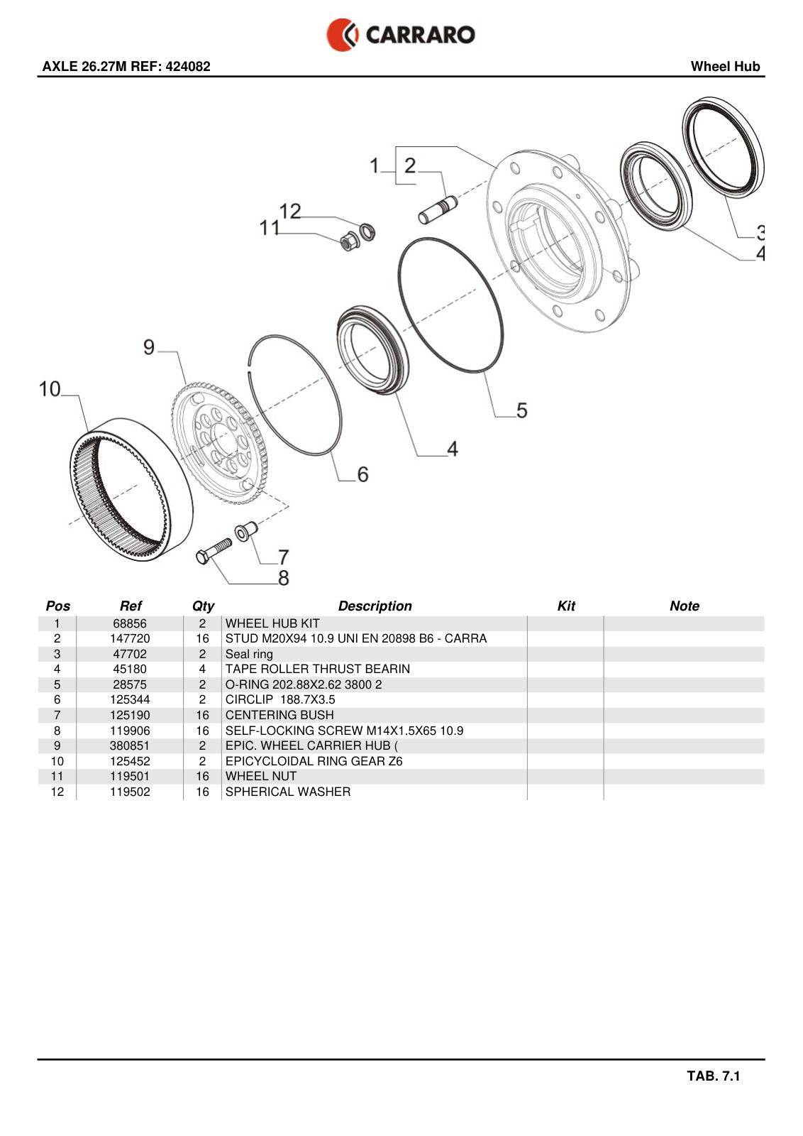Carraro 26.27M Axle Parts Catalog (Ref. 424082) – sample page 3
