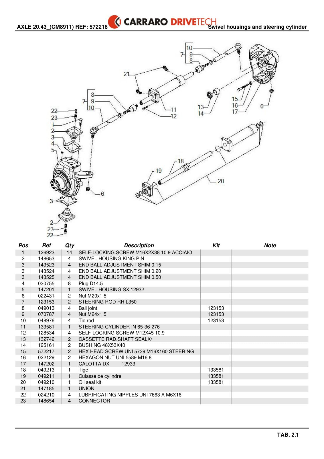 Carraro 20.43 Axle Parts Catalog (Ref. 572216) – sample page 2