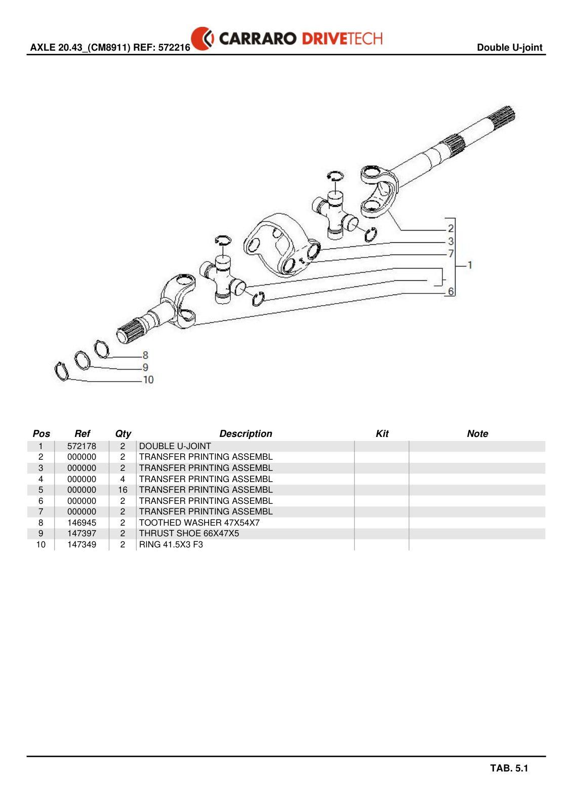 Carraro 20.43 Axle Parts Catalog (Ref. 572216) – sample page 3
