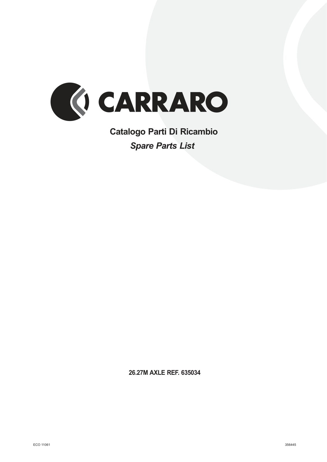 Carraro 26.27M Axle Parts Catalog (Ref. 635034) – cover