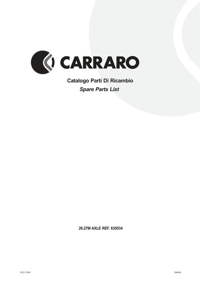 Carraro 26.27M Axle Parts Catalog (Ref. 635034) – cover